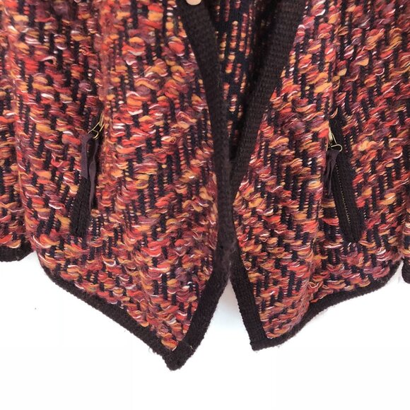 Anthropologie Moth Keavy Textured Open Front Cardigan Sweater Size L Mohair Wool - Picture 7 of 12